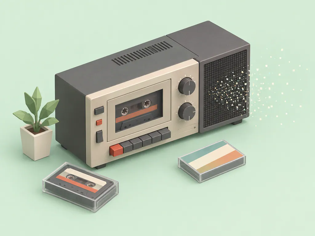 Isometric cassette deck with static drifting from the speaker