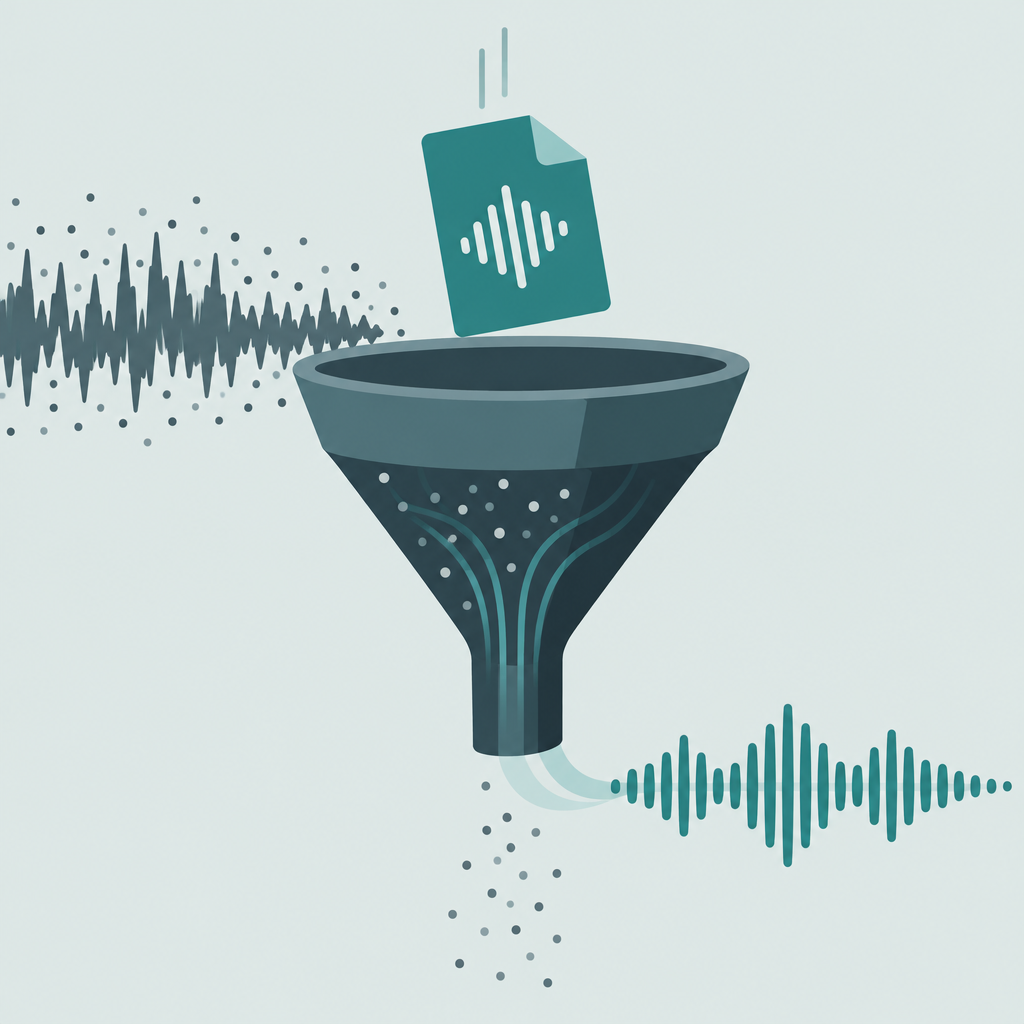 Audio file entering a denoise funnel