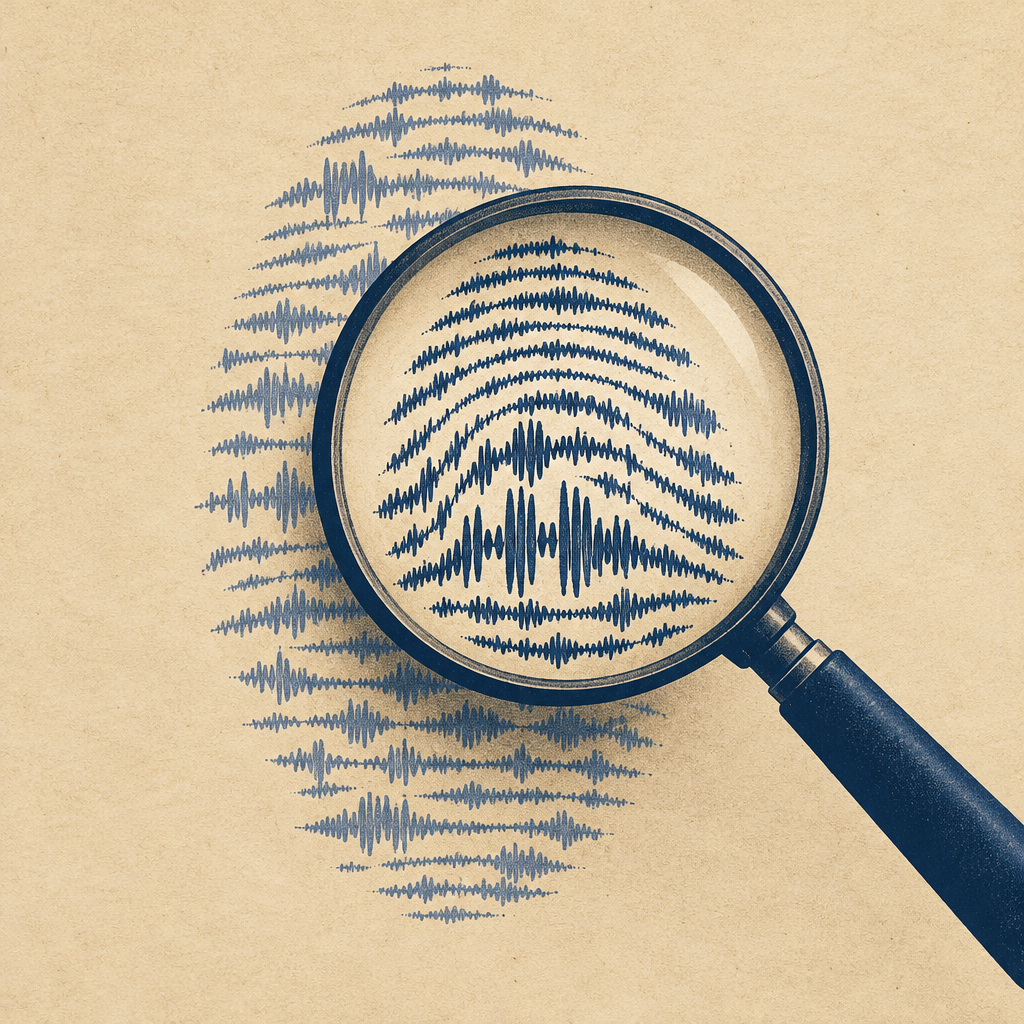 Magnifying glass over a waveform fingerprint