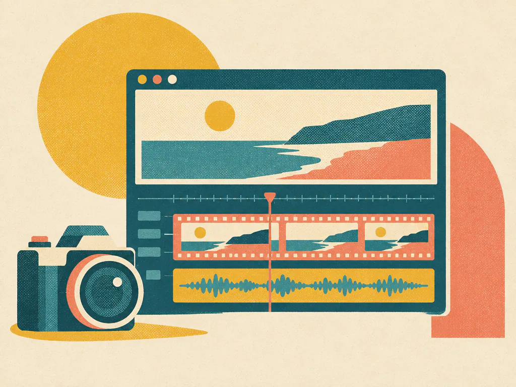 Video timeline with a soundtrack made in an online music creator