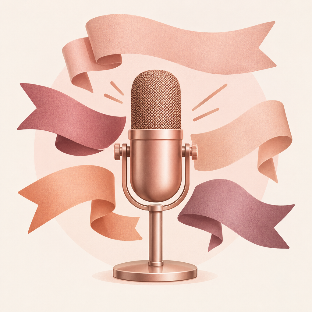Soft style banners around a mic