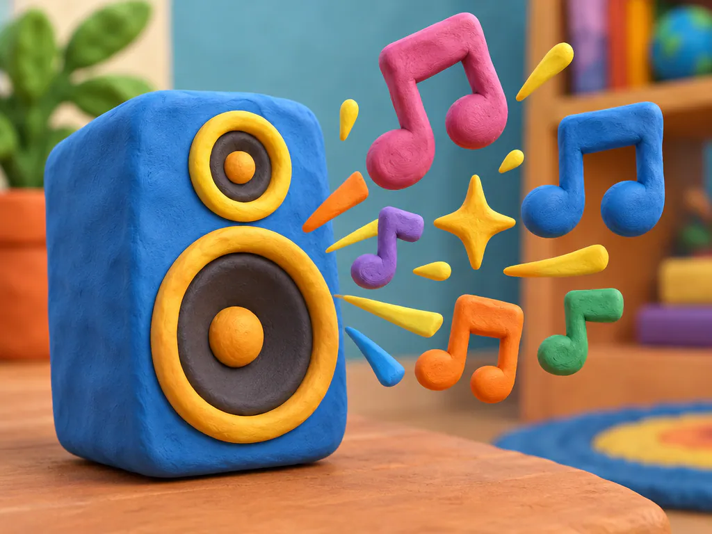 Clay speaker bursting with notes, the best free app to make beats from words