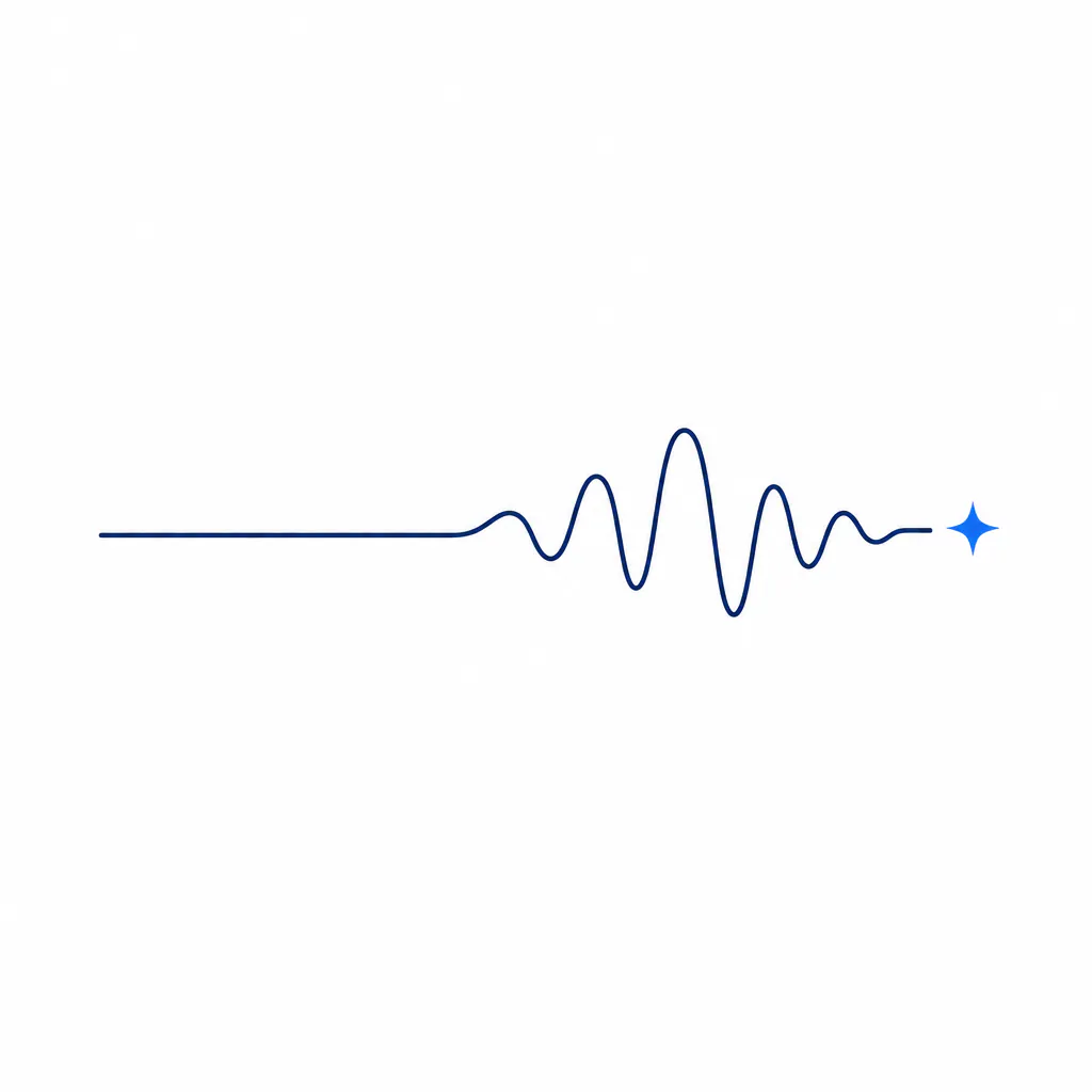Monoline drawing of a sound wave growing into a full song