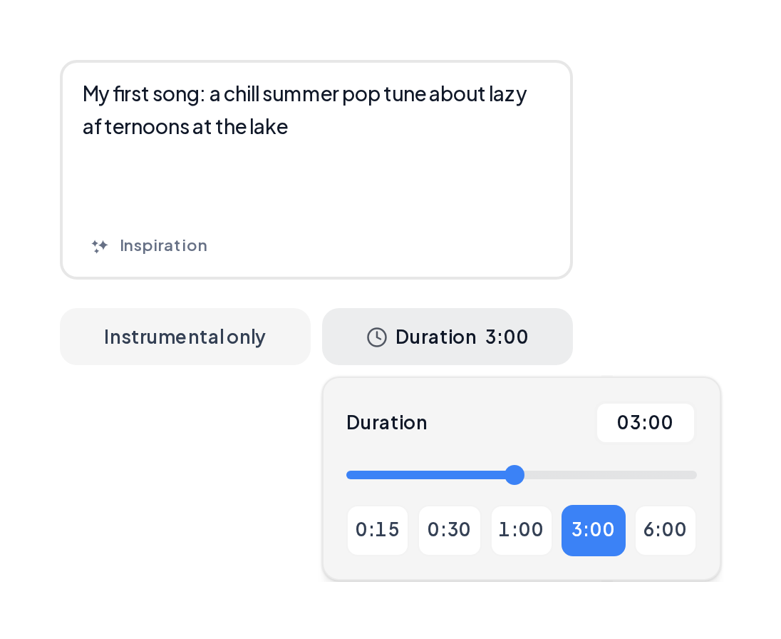 Smart mode idea and duration picker on a website for making music
