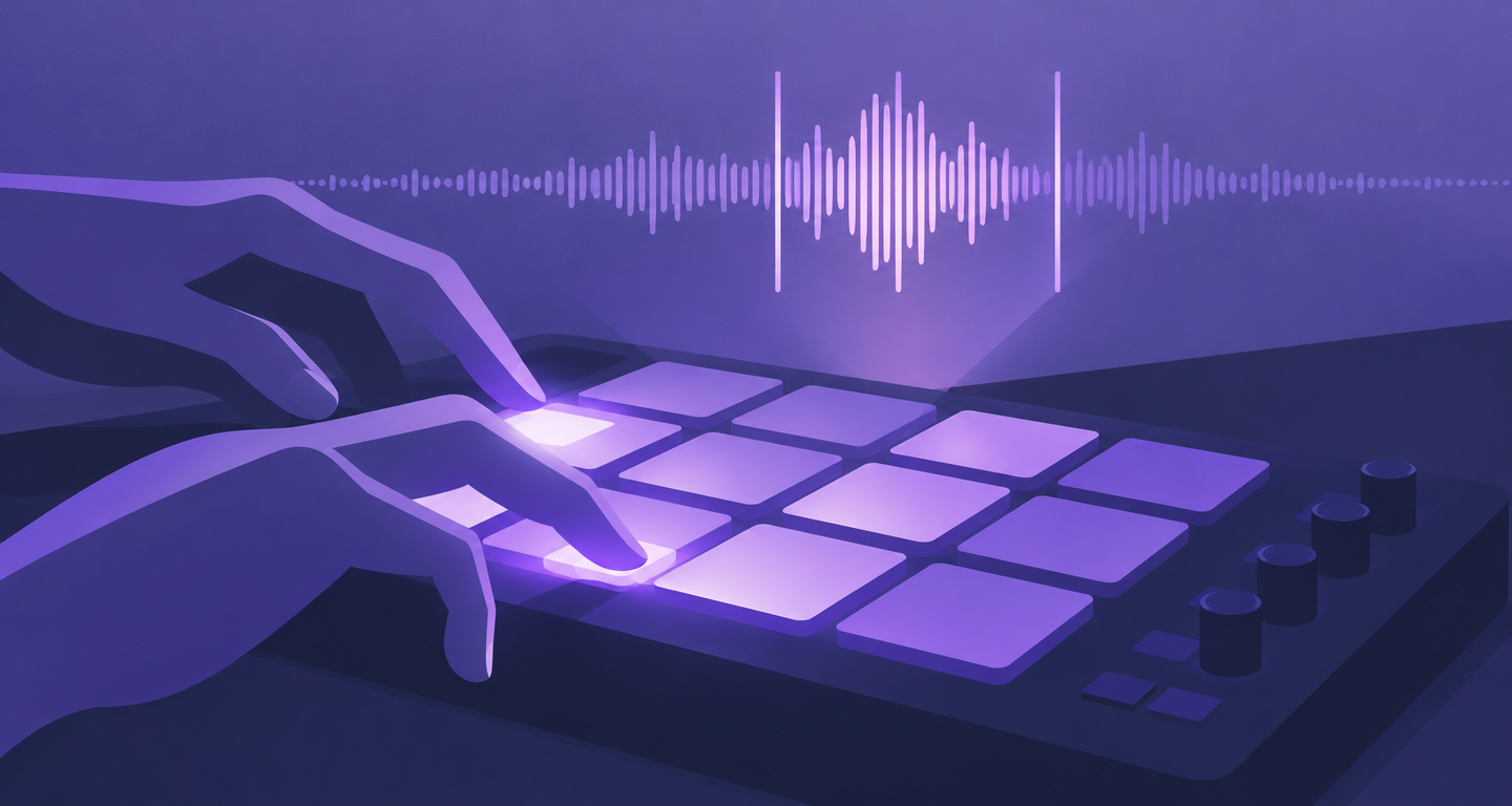 Drum pads lighting a tight pocket waveform