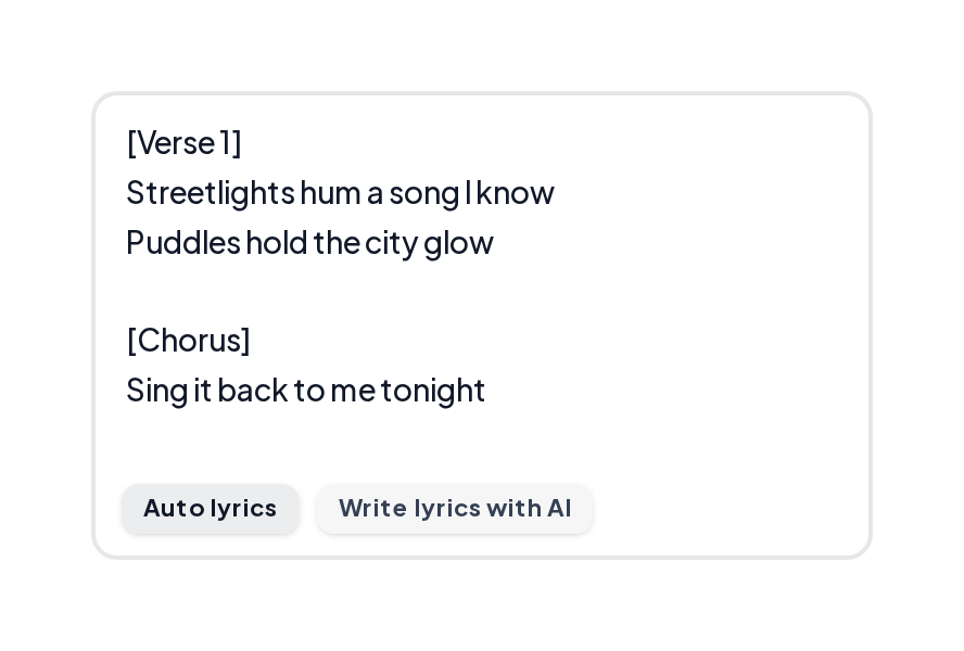 Lyrics box with Verse and Chorus tags for Sing It Back