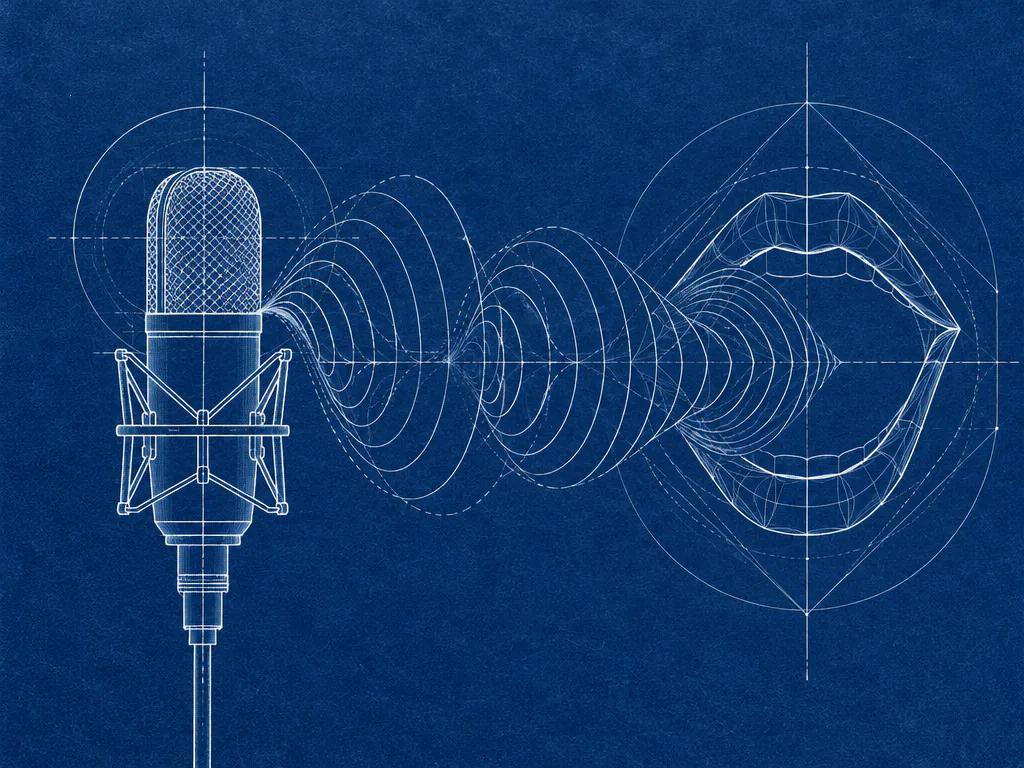Blueprint microphone with sound waves