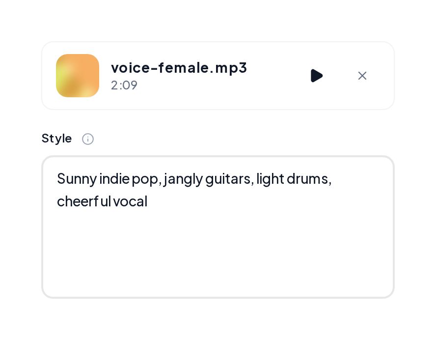 Hum to Song with an uploaded melody clip and a sunny indie pop style