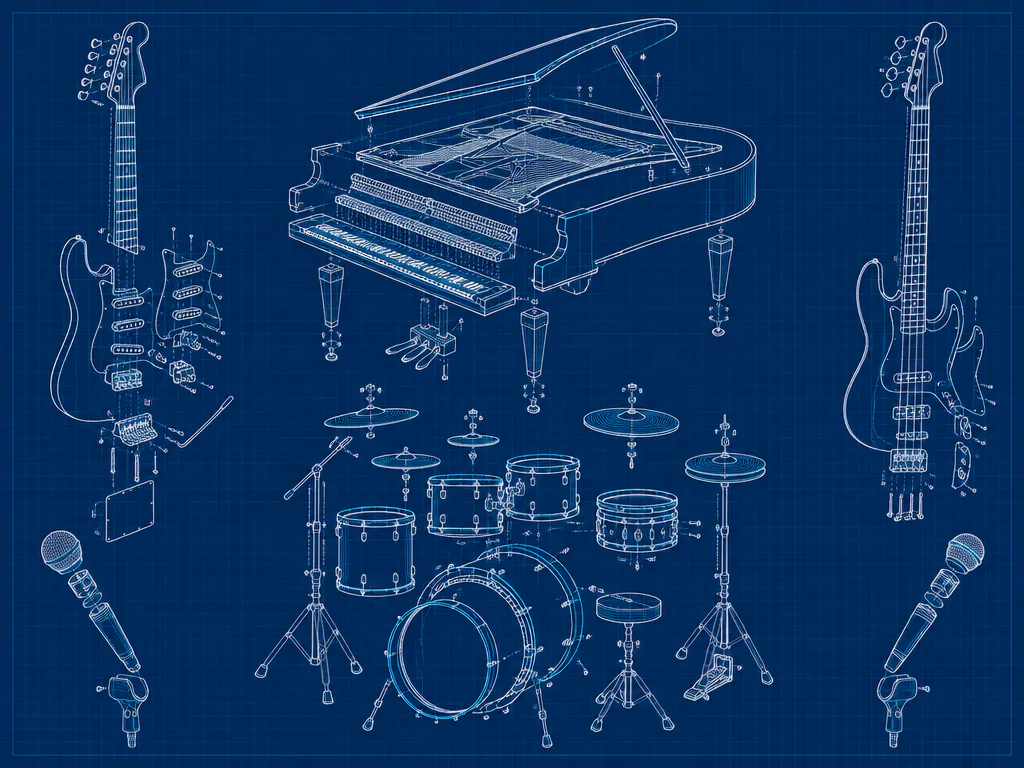 Full band set drawn as an exploded diagram