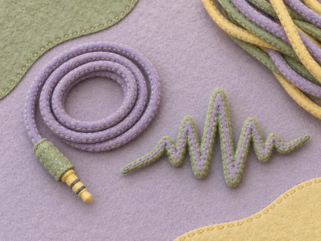 Felt craft waveform strand lifted from a bundle