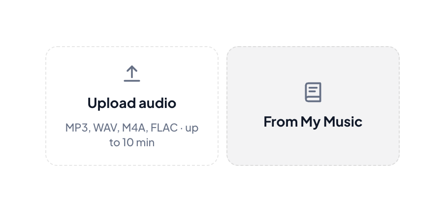 MusiCraft source tiles with Upload audio and From My Music