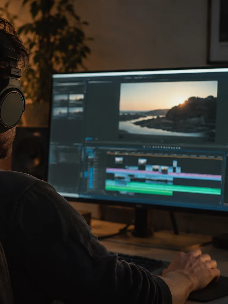 A producer from behind with headphones