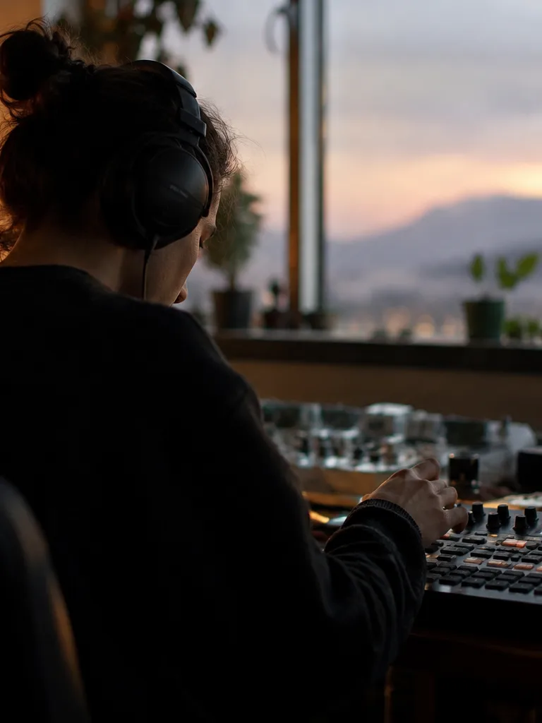 A producer from behind at a keyboard